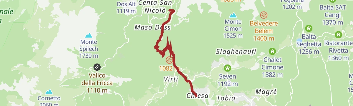 Route map: SAT / E217 - Ancino Path - Centa Valley - Lavarone
